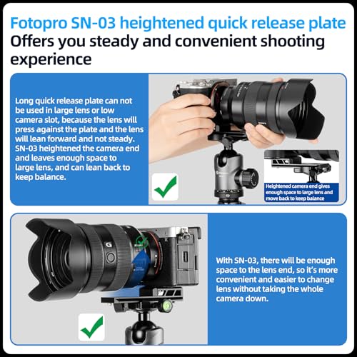 Fotopro Camera Lens Replacement Foot, Compatible with Long Lens, Tripod Mount with Dovetail and Arca-Swiss Fit Camera Plate SN-03