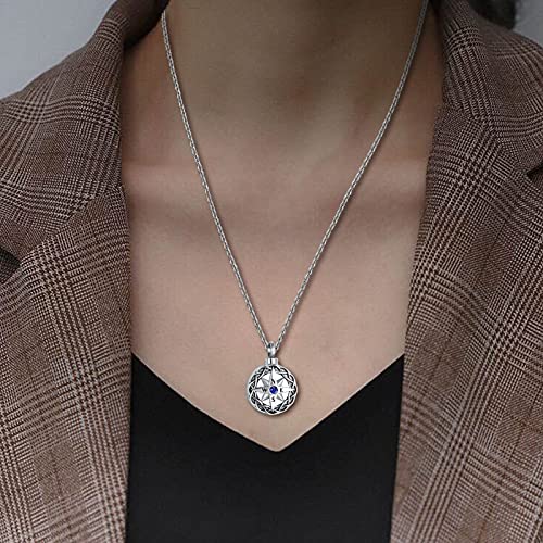 Nautical Compass Cremation Urn Necklace for Ashes Navy Anchor Crystal Memorial Remembrance Pendant Jewelry with Funnel Blue1