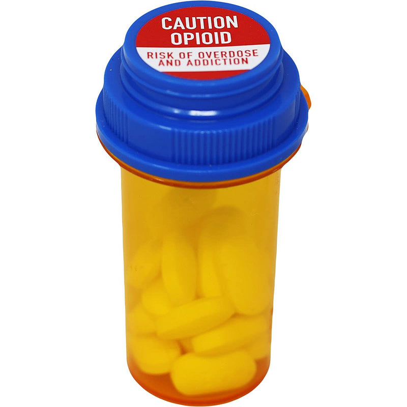 Caution Opioid Addiction Warning Labels, 1" Inch Round, 500 Total per roll