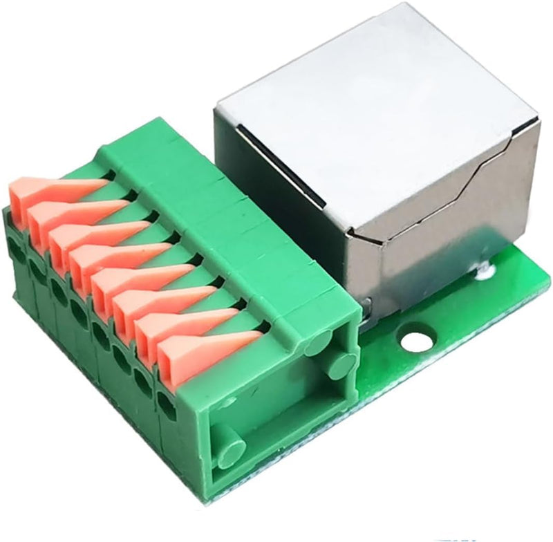 PENGLIN 2pcs RJ45 Horizontal Female to 8 Pin Terminal Strip | RJ45 8P8C to 8 Pin Crimp Terminal Ethernet Adapter with PCB Board