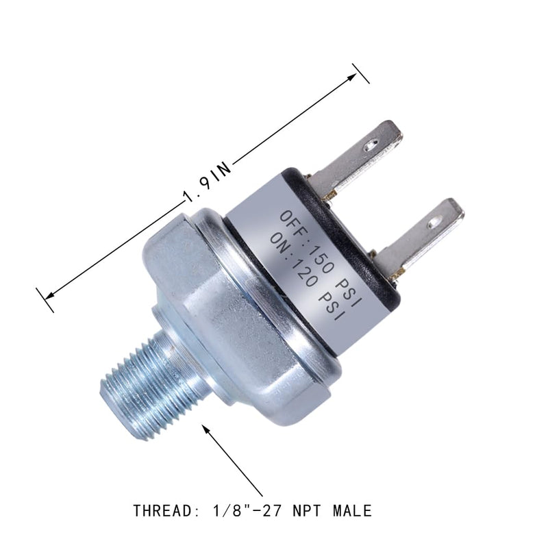 [Australia - AusPower] - Air Pressure Switch 120-150 PSI Pressure Switch 1/8"-27 NPT DC 24V 12V Pressure Switch Air Compressor Pressure Switch 120PSI Pressure Switch 150PSI Pressure Switch 