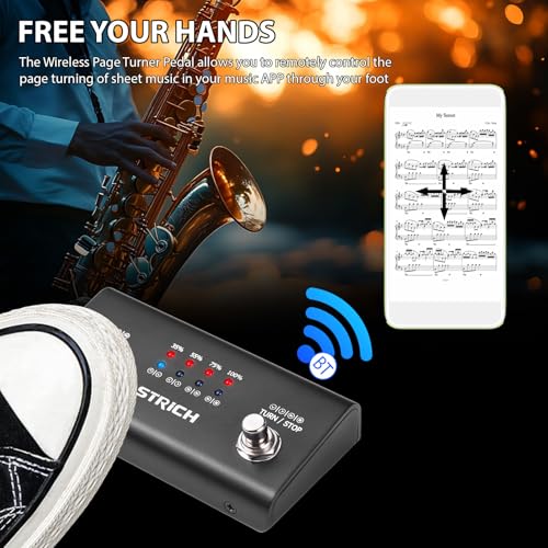 Wireless Page Turner Pedal Bluetooth Foot Controller for Music