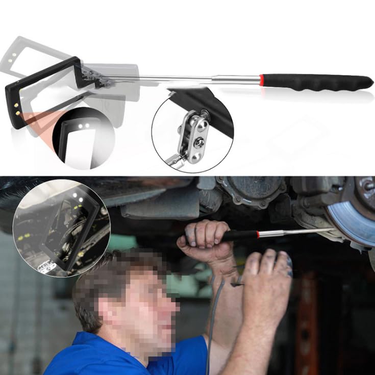 [Australia - AusPower] - Inspection Mirror and Magnet KIT with Magnetic Pick-Up Tools. 5 Piece Set. Lighted Inspection Mirror and Lighted Magnetic Pick-Up Tool. 