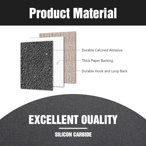 KONGMING Pack of 100 Wet Sandpaper 125 mm 8 Holes Grit 80 120 180 240 320 400 600 800 1000 2000 Silicon Carbide Sandpaper for Random Orbital Sanders 100 pieces-mix
