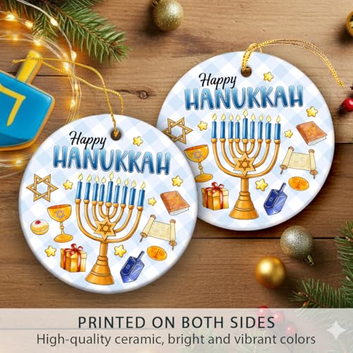 Hanukkah Gifts 2025, Meaningful Spiritual Jewish Gifts for Women, Men, Double Sided Christmas Ornament for Hanukkah Decorations Tree, Gift for Jewish Men Friends, Neighbors, Mom, Dad