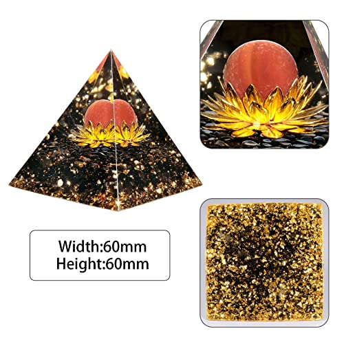 mookaitedecor Carnelian Crystal Sphere Pyramid for Ornament Orange & Golden