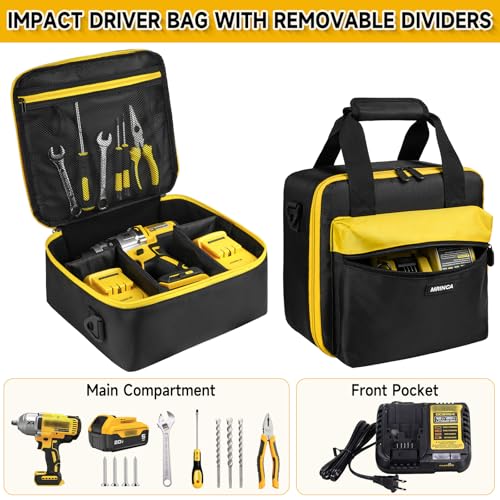 MRINCA black and yellow impact driver case compatible with Dewalt DCF900B, DCF891B, DCF961B, and DCF899B