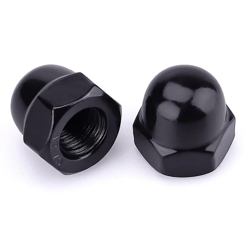 [Australia - AusPower] - 1/4"-20 Hex Head Acorn Cap Nuts, 304 Stainless Steel 18-8 Hexagon Head Acorn Dome Cap Nuts, Black Oxide Finish, Hex Drive, 25 PCS 1/4"-20 