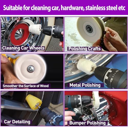 YURINWOO 12-piece buffing wheel polishing kit with 1/4-inch shanks for Dremel and metal, wood, glass, and plastic