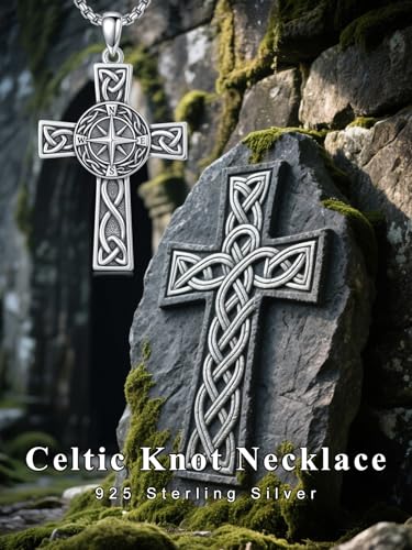Seiyang Celtic Knot Cross Pendant Necklace for Women Men 925 Sterling Silver Four Leaf Clover/Claddagh/Celtic Heart/Compass/Pentagram Necklace Elegant Faith Cross Jewelry Gift for Birthday Christmas 06-Compass