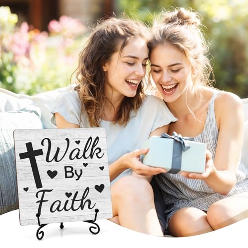 Christian Gifts for Women Religious Spiritual Gift Wood Decor Sign Inspirational Gifts for Women Friends Mom Sister Coworker Catholic Female Faith Based Gift Decorative Wooden Sign with Iron Stand