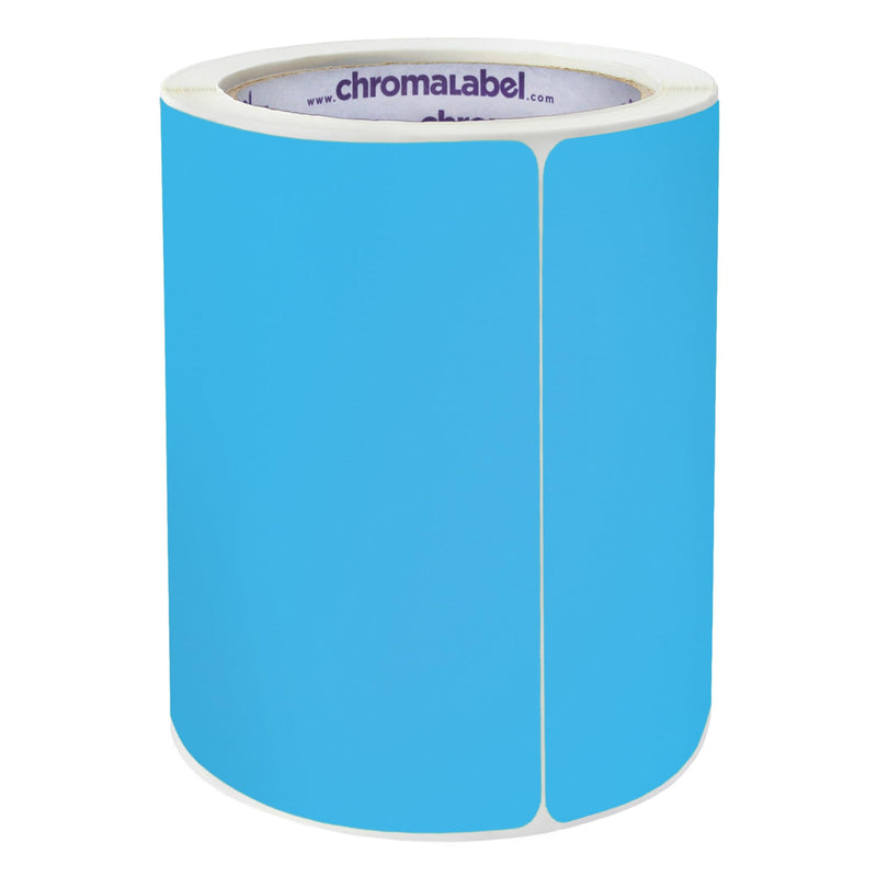 ChromaLabel 3 x 5 inch Permanent Color Code Rectangle Labels, 250 Stickers per Roll, Light Blue