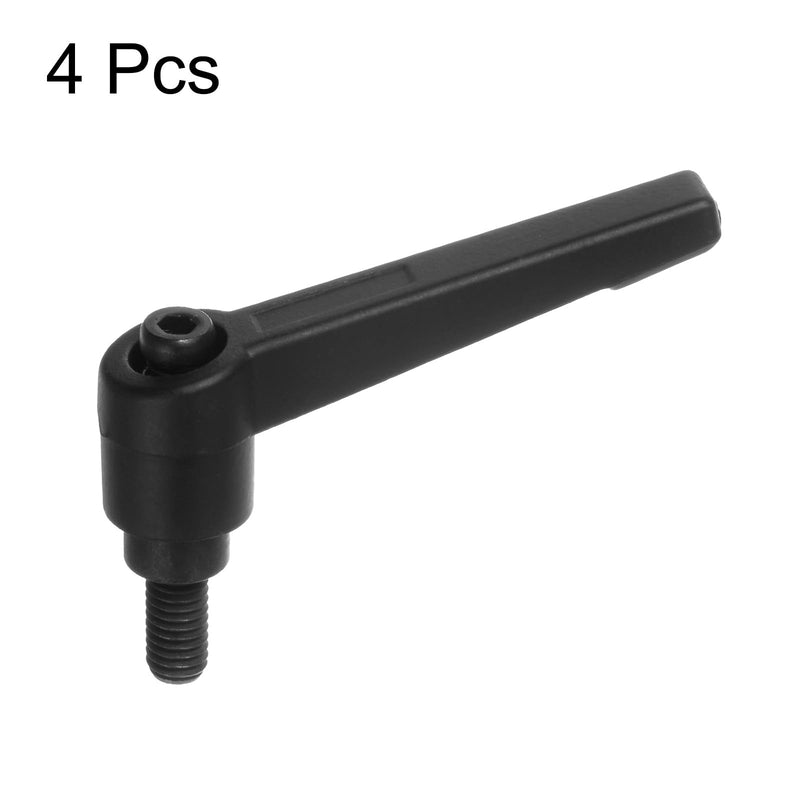 [Australia - AusPower] - 4pcs Adjustable Clamping Lever Handles M6 x 12mm Male Thread Bolt Knobs Rotating Screw Locking Quick Release Ratchet Push Button Handle, Black 
