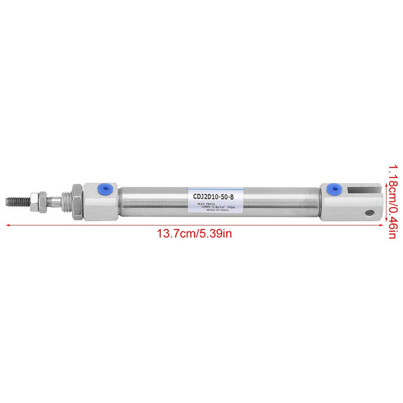 1pc Pneumatic Cylinder Double Acting Stroke 50mm / 2inch Compact Mini Stainless Steel Air Cylinder 1Mpa