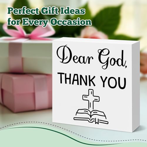 Christian Home Sign Wooden Block Sign Inspirational Religious Gifts for Women Men Office Decor Wooden Easter Prayer Christmas Housewarming Gift Farmhouse Shelf Desk Decor Signs Baptism Faith Gifts Faith Decor