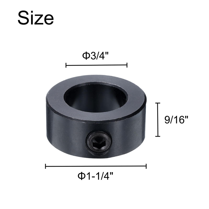 [Australia - AusPower] - uxcell 4pcs Set Screw Collars 3/4" Bore Carbon Steel Shaft Collars, 1-1/4" OD, 9/16" Width Axle Collar Clamp for Linear Rod Shaft Guide, Black Oxide 