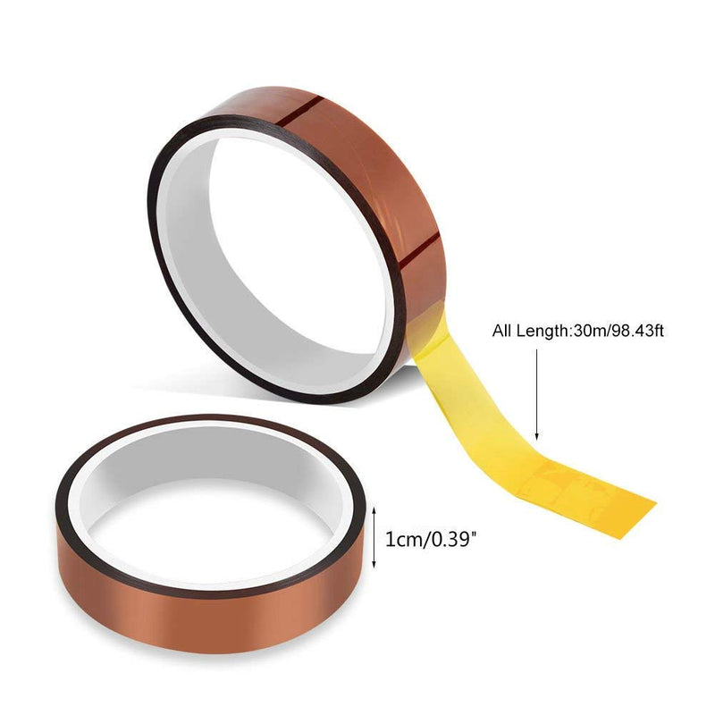 High Temperature Tape Heat Tape Heat Resistant Tape Heat Transfer Tape Heat Tape for Sublimation No Residue 10mm X 33m 108ft (Yellow-2 Roll) A-Yellow-2 Roll