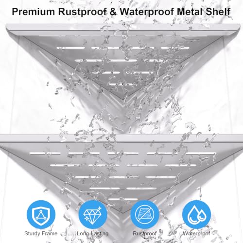 YACVCL Corner Shower Shelf,Brushed Nickel 304 Stainless Steel 10" Slot Design Recessed Corner Shelf Bathroom for Tiled Wall,No-Drill Rack Storage Bathroom Accessories,2 Pack Brushed Nickel 2 Pack