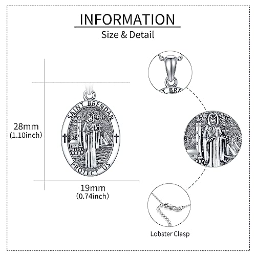 DAYLINLOVE Sterling Silver Religion Jewelry Saint Michael/Saint Raphael/Praying Hands Coin Medal Pendant Necklace Saint Archangel Protection Jewelry for Men Women saint brendan necklace