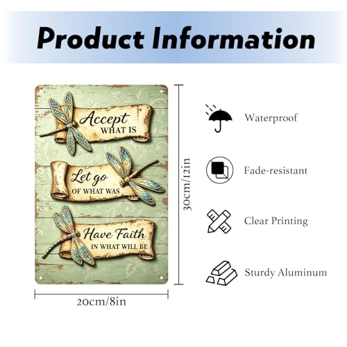 Dragonfly Metal Signs 8x12 Inches Inspirational Quotes Wall Art 8x12in/20x30cm Dragonfly Inspirational