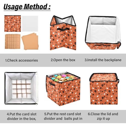YETTASBIN Halloween Ghost Pumpkin Large Christmas Ornament Storage Box with Zipper & Adjustable Dividers, Storage Container with Lid & Handles for 64 Holiday Ornaments 3-Inch, 13 x 13 Inch