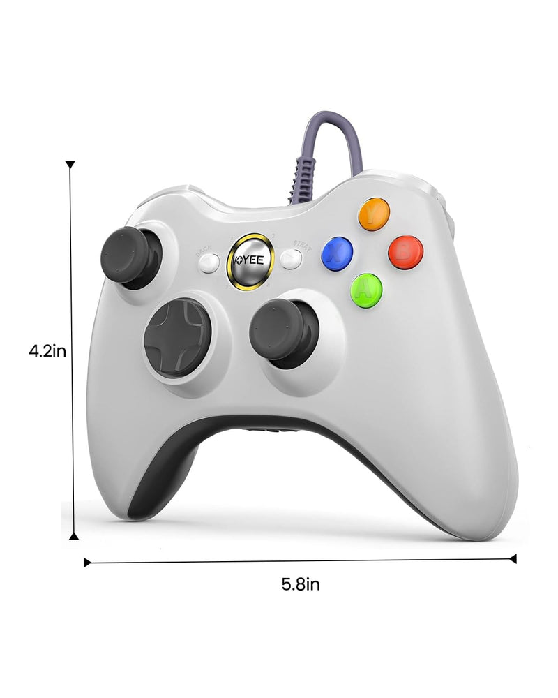 [Australia - AusPower] - VOYEE PC Controller, Wired Controller Compatible with Microsoft Xbox 360 & Slim/PC Windows 10/8/7, with Upgraded Joystick, Double Shock | Enhanced (White) White 