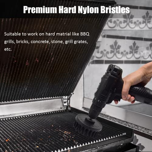 Drill Brush Attachment Set, 7 Pack 1/4in Power Scrubber Brush + Extend Long Attachment, Brush Drill Attachment, Power Cleaning Scrub Brush for Bathroom, Tub, Tile, Corner, Floor（Black） Black