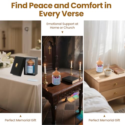 Bible Verse Jar Christian Gift for Women Inspirational Emotion-Focused Scripture Premium Wooden Lid with Cross (Comfort in Grief) Comfort in Grief