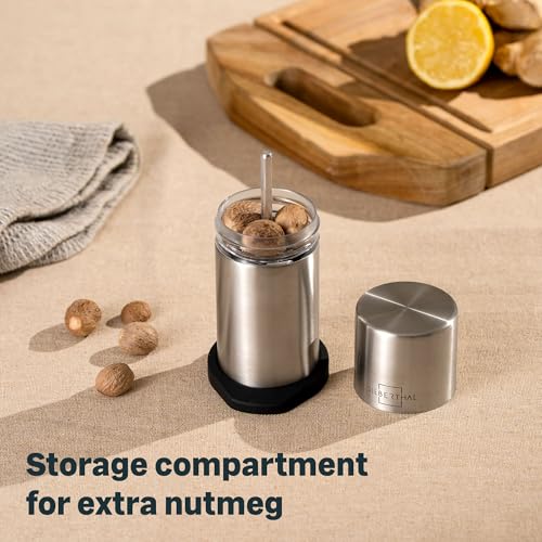 SILBERTHAL Manual Nutmeg Grinder | Stainless Steel Grinding Mill | Transparent Reservoir for 4 Nutmegs…