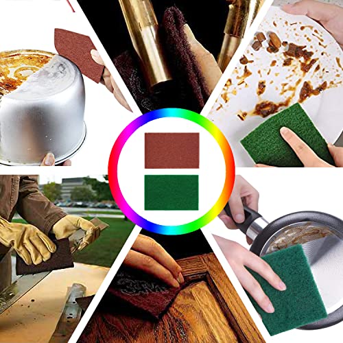 10Pcs Scouring Pads Cleaning Kit for Drill, Kagni 4 Inch Power Scrubber Drill Brush Attachment, Includes 5 Non-Scratch Red Pads and 5 Stiff Green Pads (Drill NOT Included)