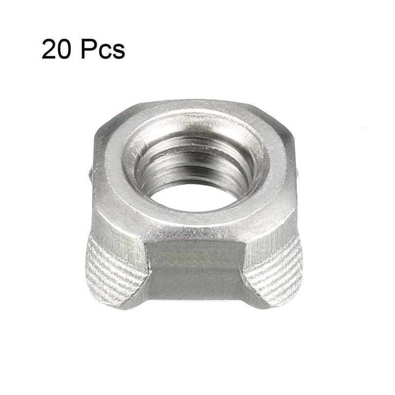[Australia - AusPower] - uxcell Weld Nuts,M8 Square UNC Coarse Carbon Steel Machine Screw Silver Pack of 20 M8 