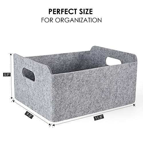 Welaxy Storage Baskets Collapsible Felt Storage bin Foldable Shelf Drawers Organizers Bins organizie Box with Handles for Kids Toys pet Toy Books Clothes Makeup Junk organise (Gray x 3) Gray x 3