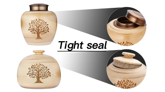 Small Urns for Human Ashes Adult Male Female,Small Keepsake Urns for Human Ashes Tree of Life Pattern Engraved,Memorial Cremation Urns for Human Ashes Adult Female Male Made of Bamboo Small,50 Cubic Inches