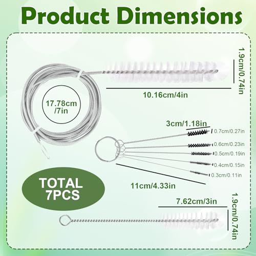 7FT Flexible Tube Cleaning Brush Kit with 7 Inch Hand Brush and 5 Pack Mini Nylon Brushes for 22mm Standard Hose Cleaning Black