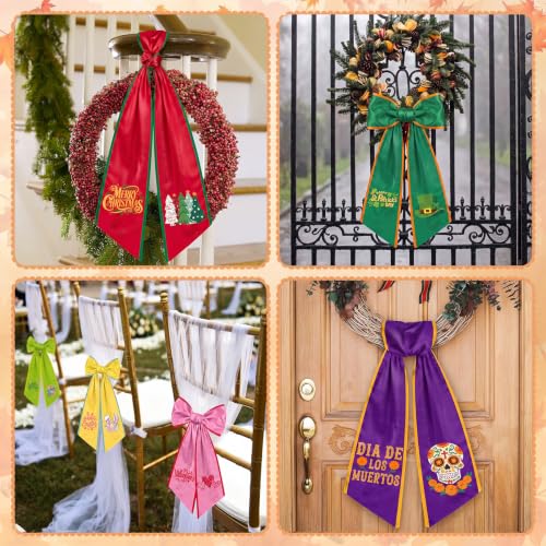 Rivvlive 12-piece seasonal fall autumn wreath sash set for front door decorative wreath storage with colorful fall foliage.
