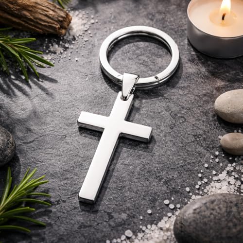 Cross Keyring - Christian Keychain Bag Charms for Woman with Minimalist, Cool Key Rings Gifts for Friends, Family, Women, Men, People with faith