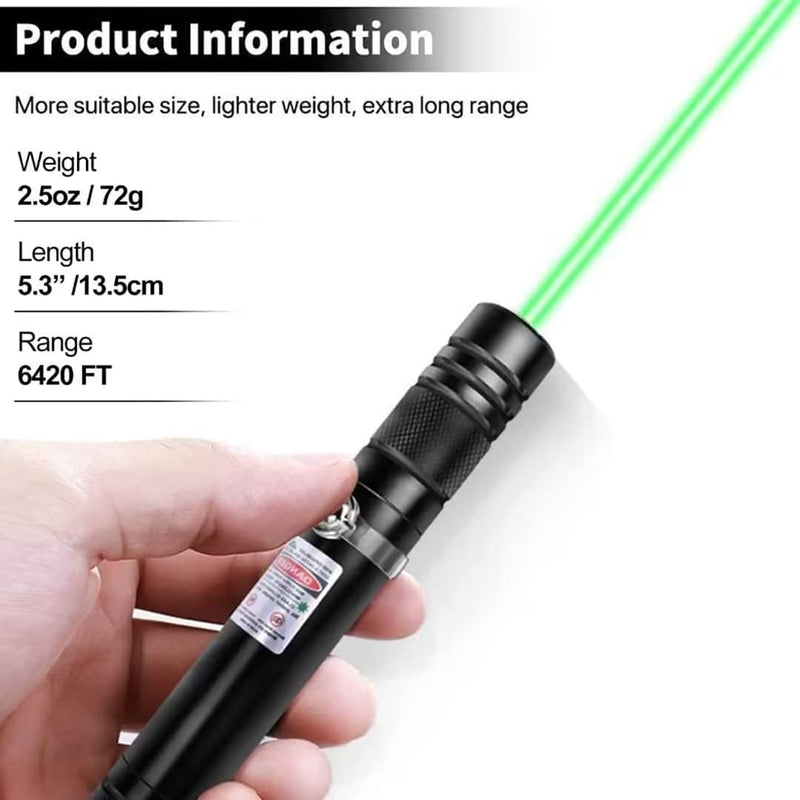 [Australia - AusPower] - Cowjag Long Range Green Laser Pointer, 2000 Metres Laser Pointer High Power Pen, Green Lazer Pointer Rechargeable for Hiking, Cat Laser Toy USB Charge(Green Light) 