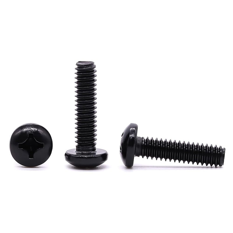 [Australia - AusPower] - #10-32 x 1 Pan Head Machine Screws Black, Phillips Drive, 304 Stainless Steel 18-8, Black Oxide Coated Finish, Corrosion Resistant Round Head Machine Screws, Full Thread, Coarse Thread, 50 PCS #10-32 x 1" 