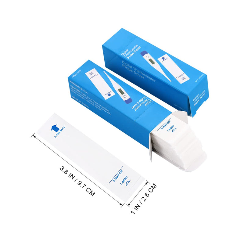 [Australia - AusPower] - Healifty 200Pcs Thermometer Covers for Digital Thermometers, Disposable Probe Covers, Oral Thermometer Sleeves for Oral Ear Recta Thermometer 
