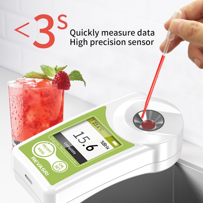 [Australia - AusPower] - Digital Brix Refractometer, 0–55% ATC Sugar Content Meter, ±0.2% Precision, Handheld Tester for Fruit, Juice 