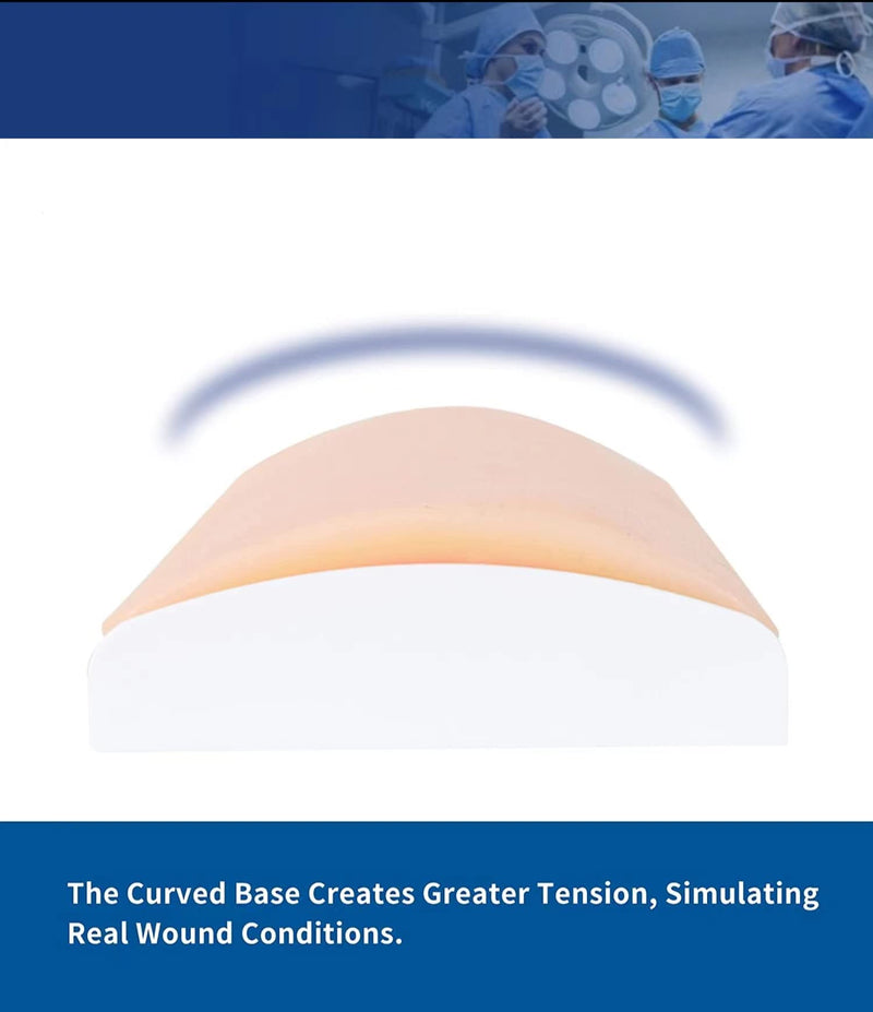[Australia - AusPower] - Training Suture Pad Skin Model Practice with Curved Base, Anti-Slip Durable Silicone, 3 Layers, Reusable for Students Nurses Practicing 