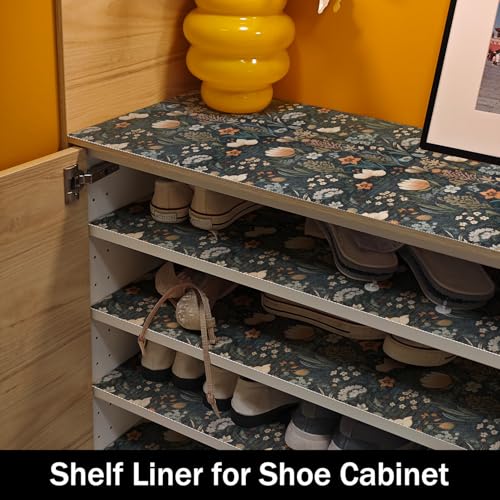 Vintage Floral Drawer Liner, 24IN x 10FT,Strong Non-Slip 23.6"W x 118.1"L Vintage Floral