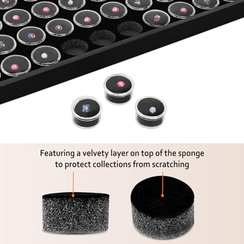 Ikee Design Black Foam Gem and Bead Organizer 50 Jars Display Tray Black Foam/Black Tray (50 Jars)