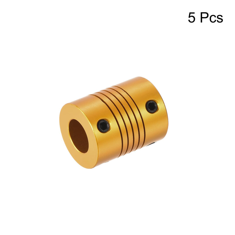 [Australia - AusPower] - uxcell 5 Pcs 5mm to 10mm Aluminum Alloy Shaft Coupling L25xD20 Flexible Coupler for Encoders and Motors,Golden 