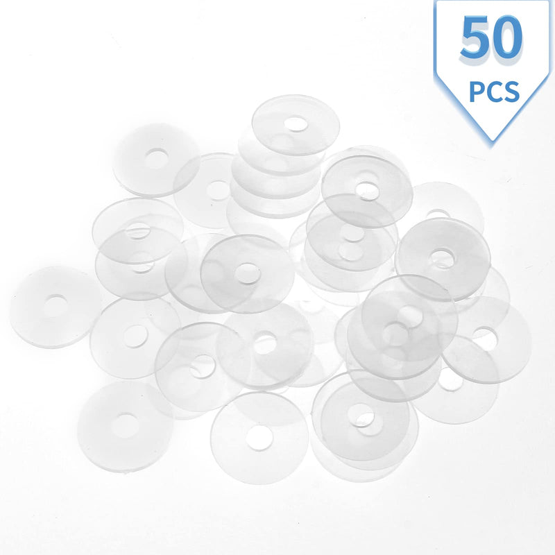[Australia - AusPower] - 50 Pack M4 Nylon Washers Clear Flat Washer, 4mm ID 17mm OD 1mm Thickness Faucet Plastic Gasket, Metric Transparent Gasket Sealing Washer Spacer Flat Hose Washer for Water Pipe Water Hose M4x17mmx1mm 50 