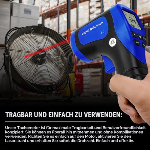Laser Photo Speedometer, Motor Tachometer Tester, Non-Contact Tachometer, Motor Tachometer Gun - Accurate RPM Measurement with Rotation Recording (Tachometer + 10 Reflective Tapes) Speedometer + 10 reflective tapes