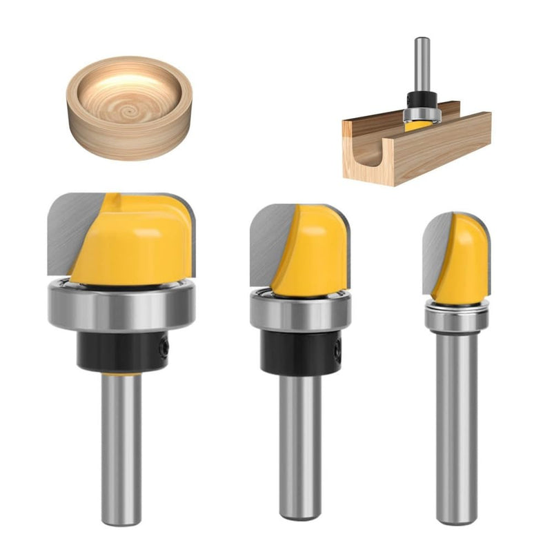 Set of 3 Bowl and Tray Template Milling Cutter Bit, 8 mm Round Cutter Router Bits, Chamfer Cutter for Cutting Tool, Woodworking Shaker Cutter Tools