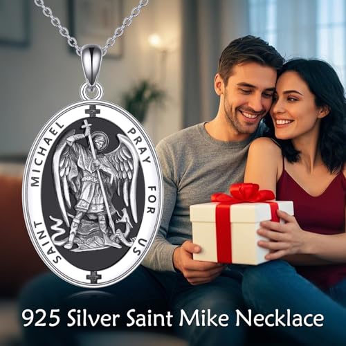 YFN St. Michael Necklace 925 Sterling Silver Archangel Michael Saint Pendant Faith Jewellery Gifts For Men Women