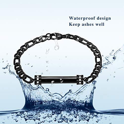 Cylinder Cremation Bracelet for Ashes Urn Jewelry Stainless Steel Memorial Keepsake Urn Bracelet Bangle Ashes Holder Black