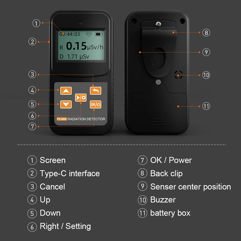 [Australia - AusPower] - Nuclear Radiation Detector, Geiger Counter with Click Sound for Beta Gamma X-ray, Portable Alarm Radioactive Dosimeter for Uranium Glass Iodine Treatment Water Food, FS-600 White 